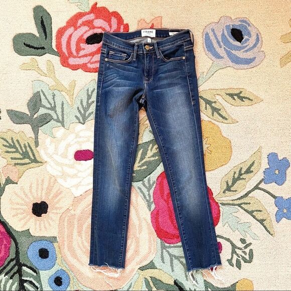 FRAME | le skinny de jeanne fringe distressed denim - Picture 2 of 4